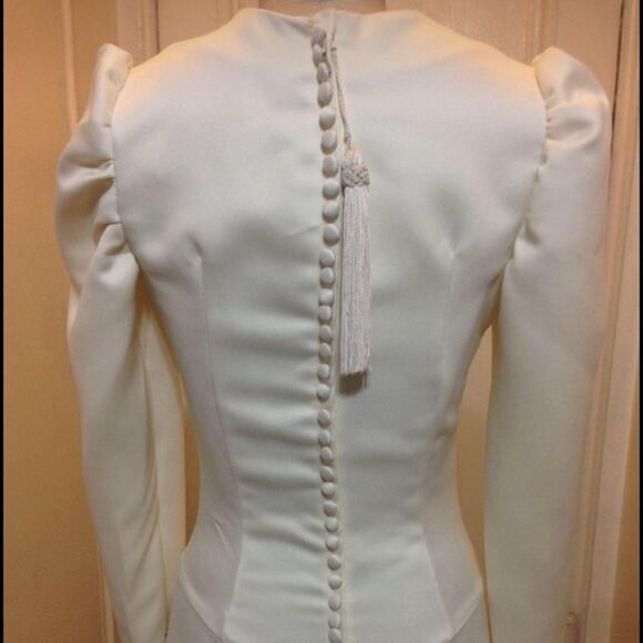 Handmade One of a kind White Satin Vintage Style Maxi Wedding Dress XS Bridal - Picture 6 of 8